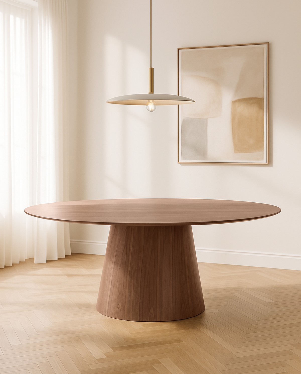 Mesa de madera ovalada